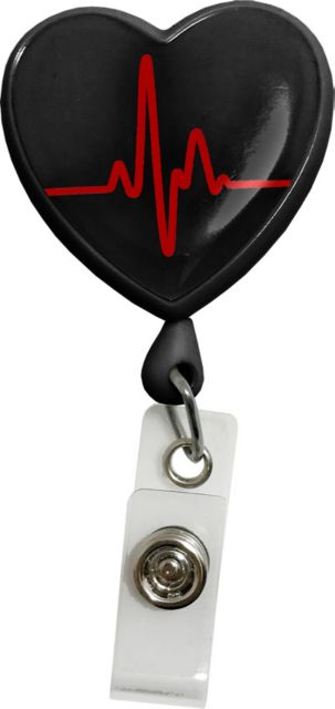 RETRACTEZE ID HOLDER IN SLIDE PACK-EKG HEART ON BLACK