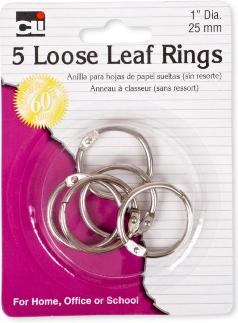 LOOSE LEAF RINGS 1IN 5PK
